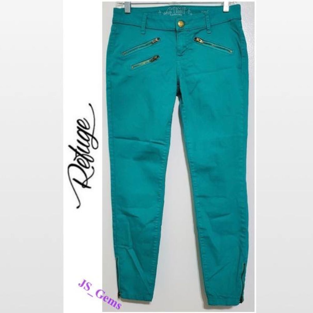 Size 6 Cropped Green Zipper Leggings